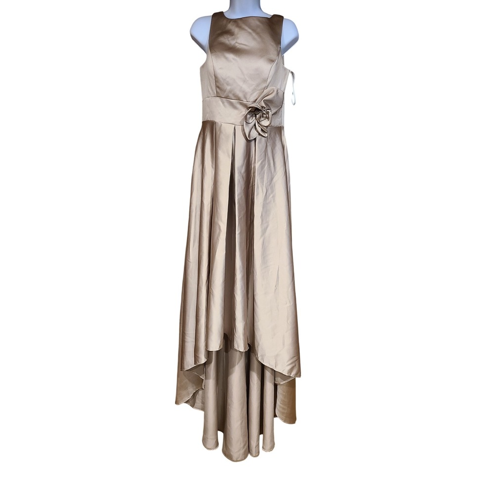 New Fashion High Low Gown Womens 8 Champagne NEW Satin Corset Back Formal